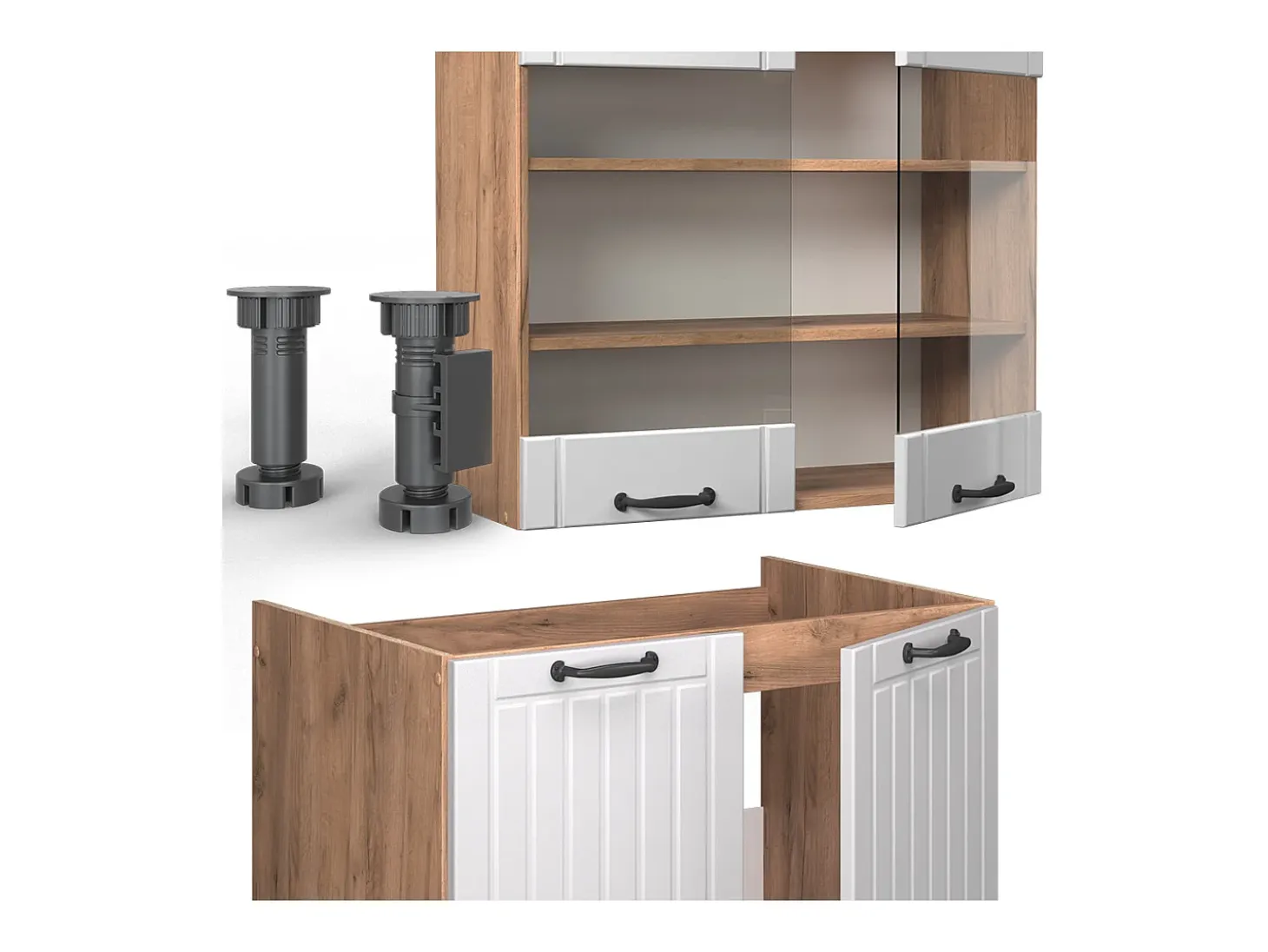 Mueble de cocina blanco casa de campo 200x60x81.6 fame-line