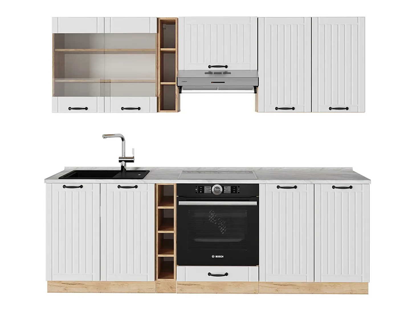 Mueble de cocina blanco casa de campo 235x60x81.6 fame-line