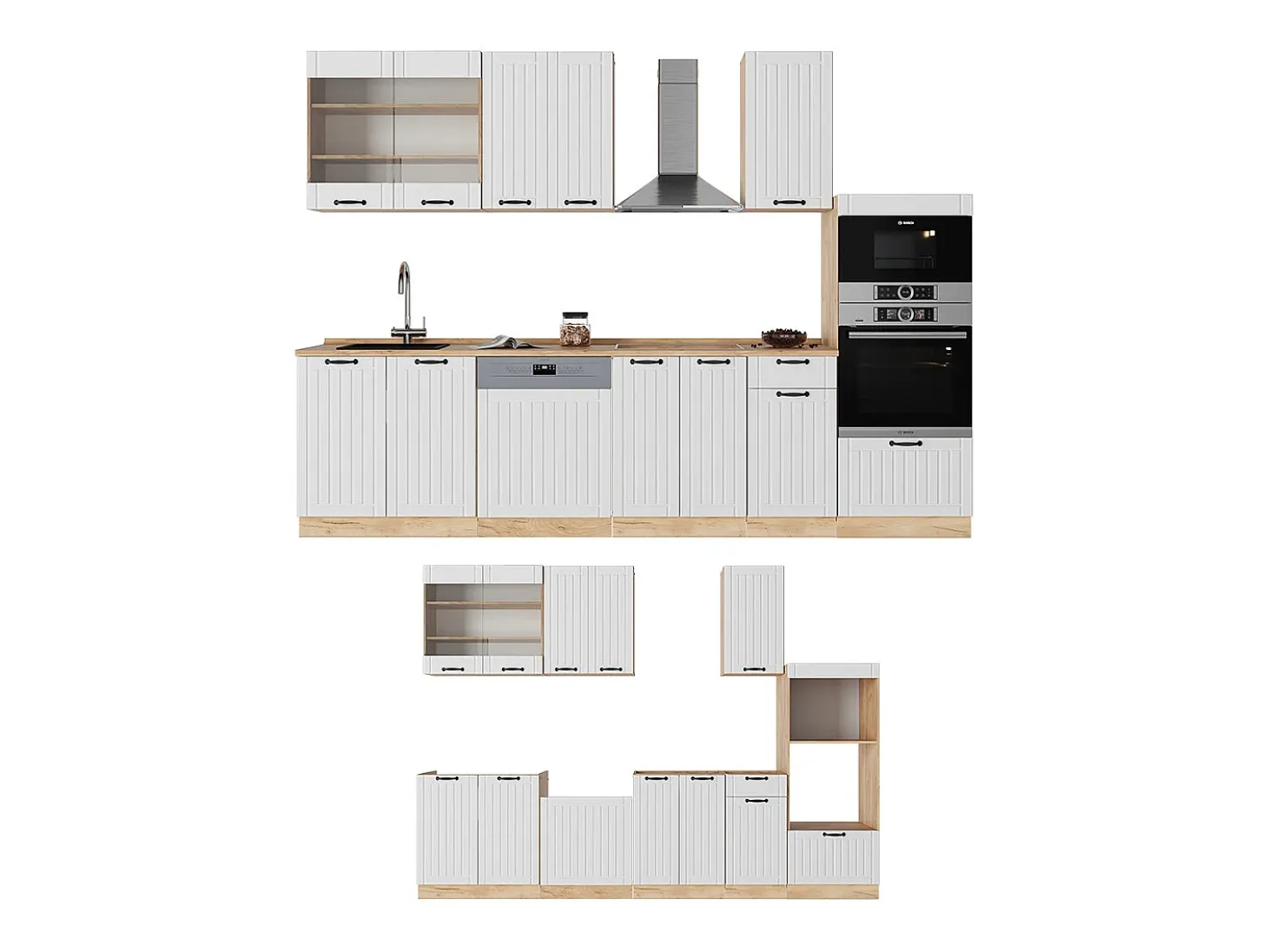 Mueble de cocina blanco casa de campo 300x60x81.6 fame-line
