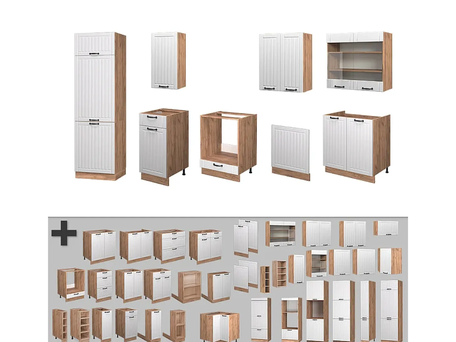 Mueble de cocina blanco casa de campo 300x60x81.6 fame-line