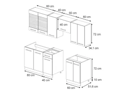 Mueble de cocina blanco casa de campo 240x46x81.6 fame-line