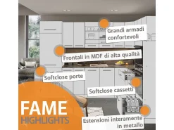 Mueble de cocina blanco casa de campo 240x46x81.6 fame-line