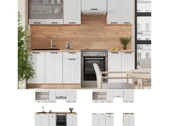 Mueble de cocina blanco casa de campo 240x46x81.6 fame-line
