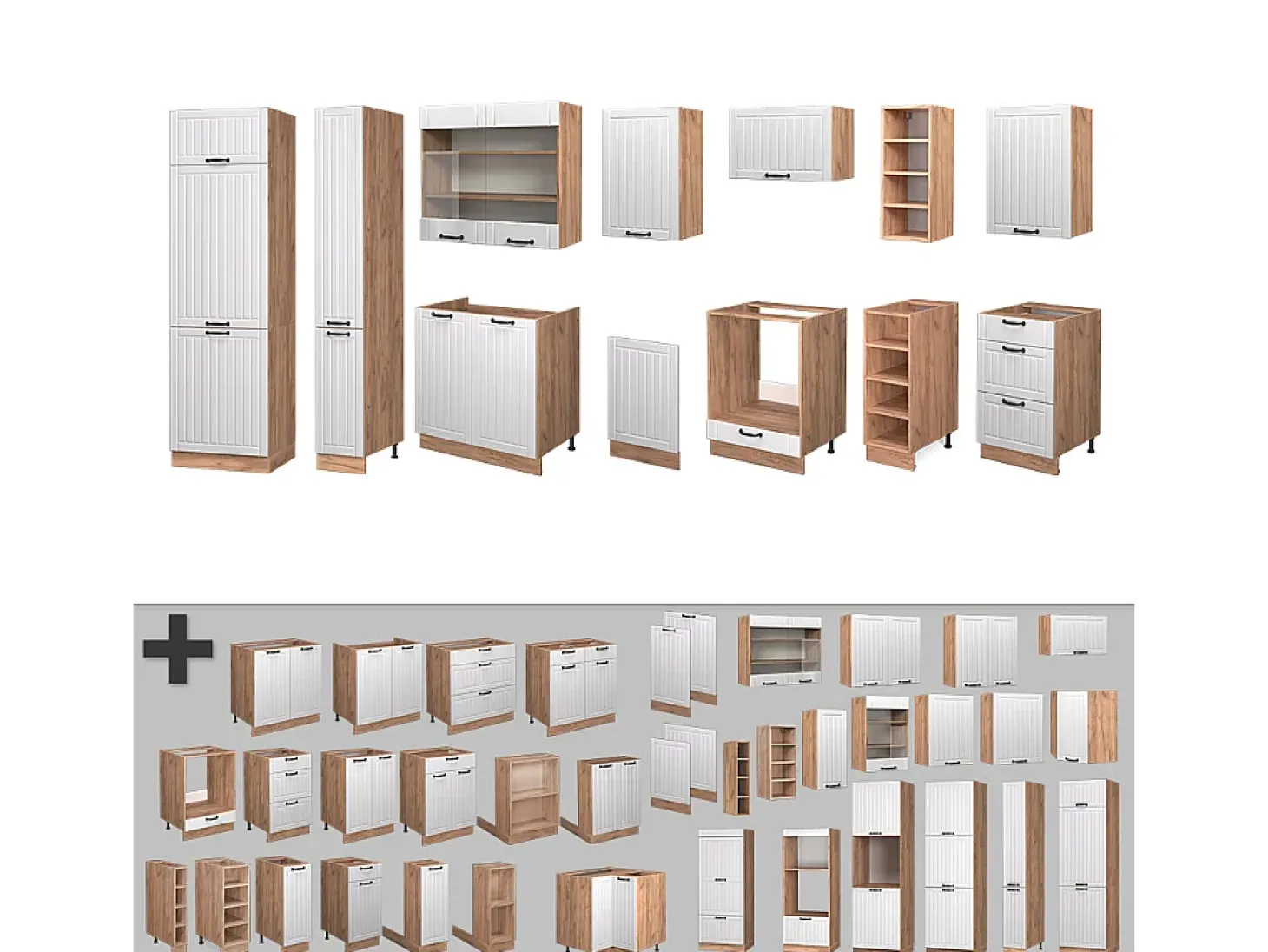 Mueble de cocina blanco casa de campo 355x60x81.6 fame-line