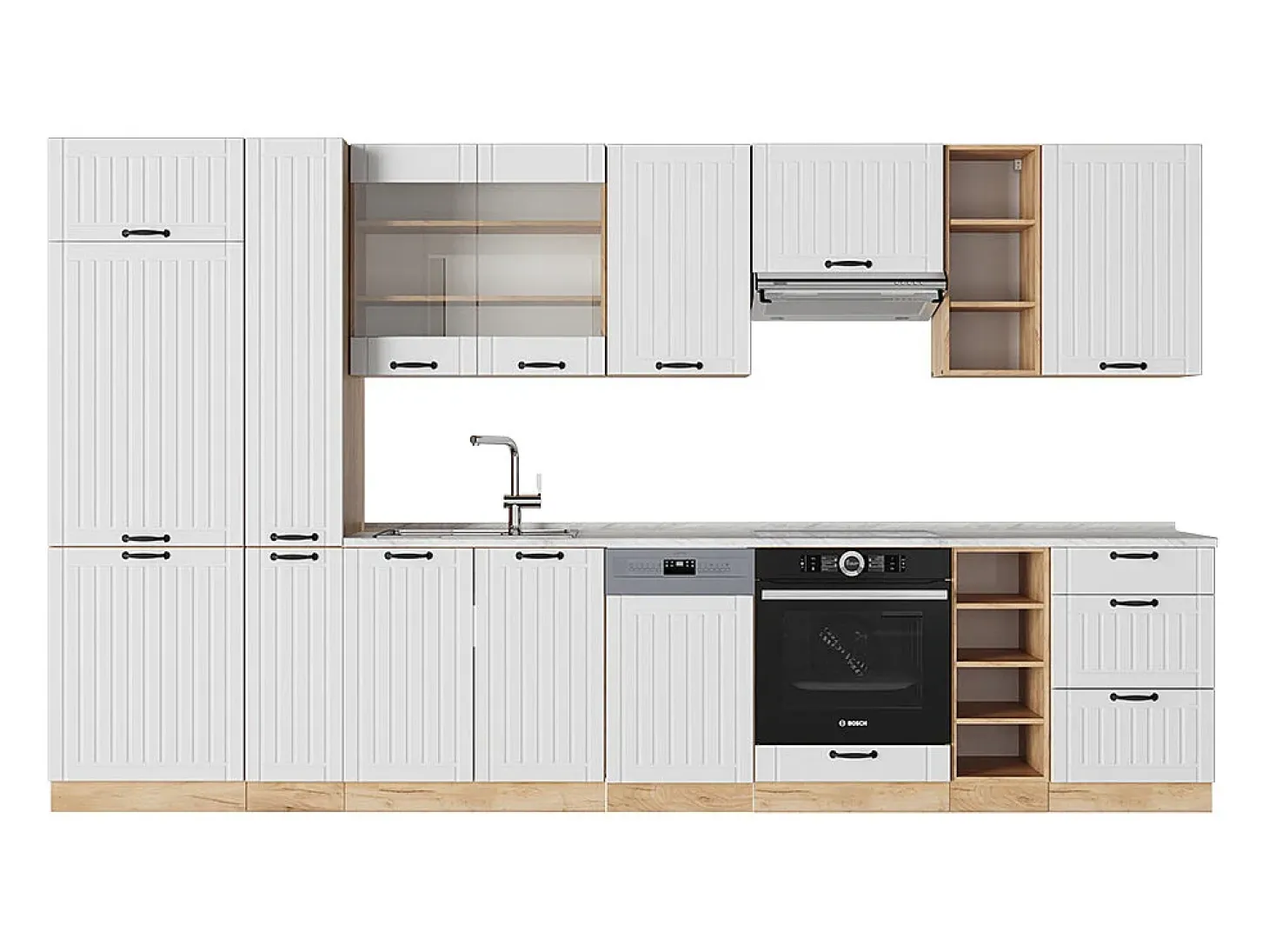 Mueble de cocina blanco casa de campo 355x60x81.6 fame-line