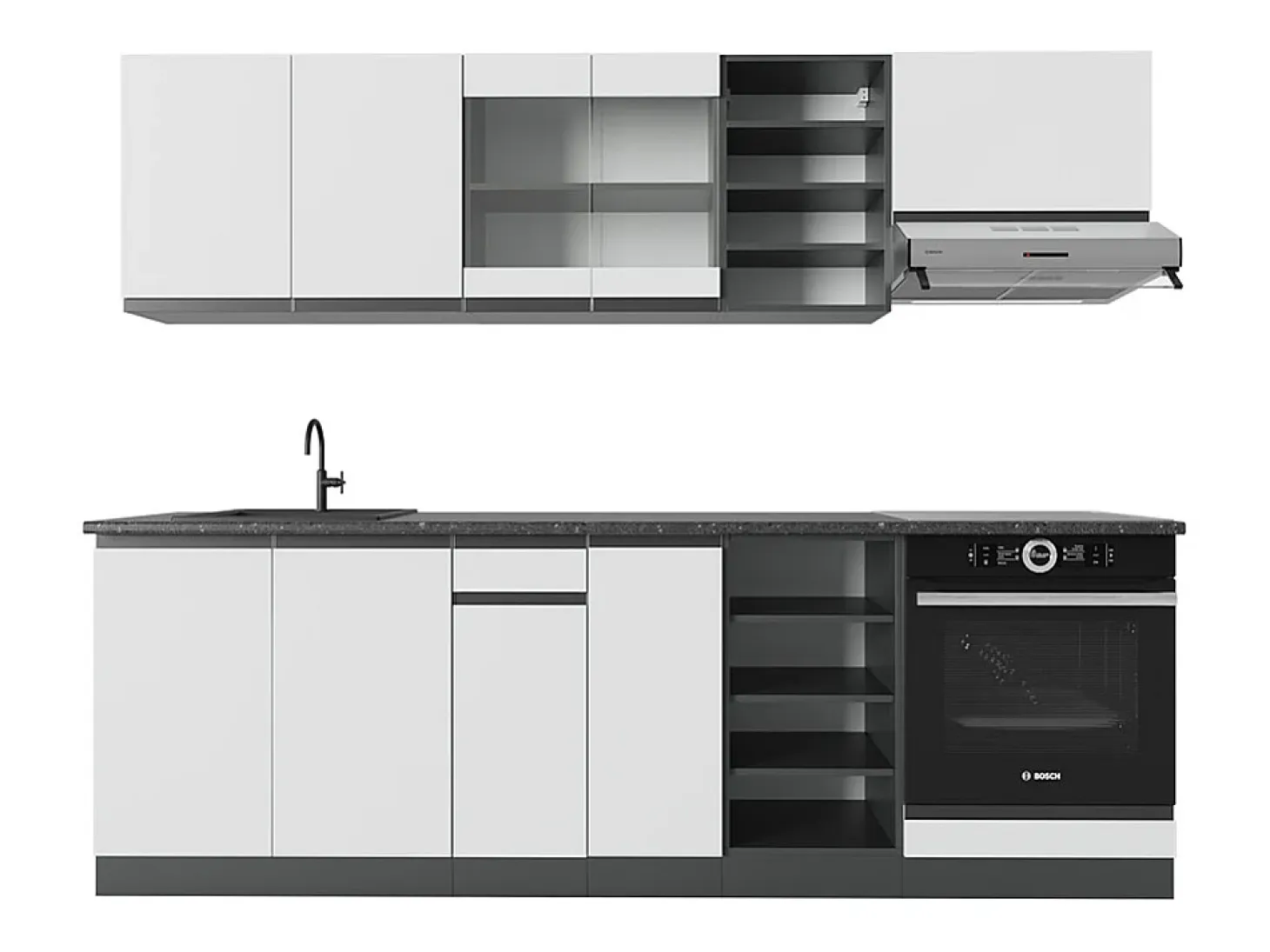 Mueble de cocina blanco/antracita 240x46x81.6 r-line
