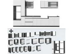 Mueble de cocina blanco/antracita 350x46x81.6 r-line