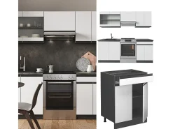 Mueble de cocina blanco/antracita 200x60x81.6 r-line