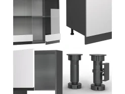 Mueble de cocina blanco/antracita 300x46x81.6 r-line