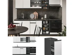 Mueble de cocina blanco/antracita 240x60x81.6 r-line