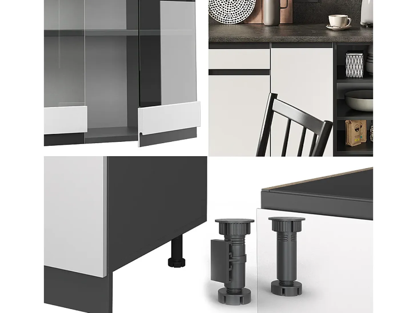 Mueble de cocina blanco/antracita 240x60x81.6 r-line