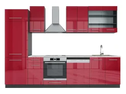 Mueble de cocina burdeos brillo intenso/antracita 300x60x81.6 fame-line