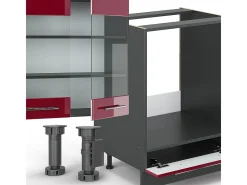 Mueble de cocina burdeos brillo intenso/antracita 300x60x81.6 fame-line