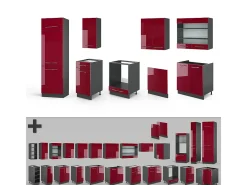 Mueble de cocina burdeos brillo intenso/antracita 300x60x81.6 fame-line
