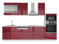 Mueble de cocina burdeos brillo intenso/blanco 300x60x81.6 fame-line