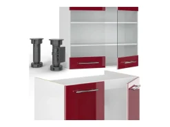 Mueble de cocina burdeos brillo intenso/blanco 235x60x81.6 fame-line