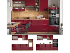 Mueble de cocina burdeos brillo intenso/roble dorado 280x60x81.6 fame-line
