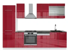 Mueble de cocina burdeos brillo intenso/blanco 300x60x81.6 fame-line