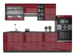 Mueble de cocina burdeos brillo intenso/antracita 280x46x81.6 fame-line