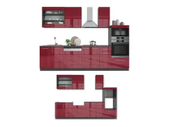 Mueble de cocina burdeos brillo intenso/antracita 300x60x81.6 fame-line