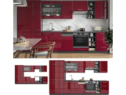 Mueble de cocina burdeos brillo intenso/antracita 355x60x81.6 fame-line