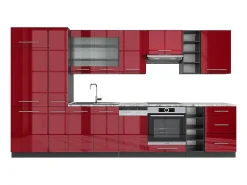Mueble de cocina burdeos brillo intenso/antracita 355x60x81.6 fame-line