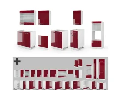 Mueble de cocina burdeos brillo intenso/blanco 300x46x81.6 fame-line
