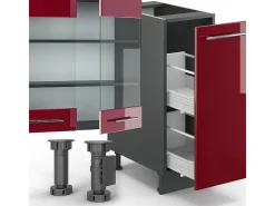 Mueble de cocina burdeos brillo intenso/antracita 280x60x81.6 fame-line