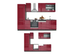 Mueble de cocina burdeos brillo intenso/antracita 300x46x81.6 fame-line