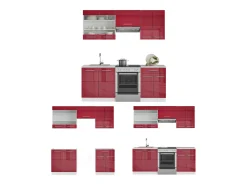 Mueble de cocina burdeos brillo intenso/blanco 200x60x81.6 fame-line