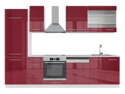 Mueble de cocina burdeos brillo intenso/blanco 300x46x81.6 fame-line