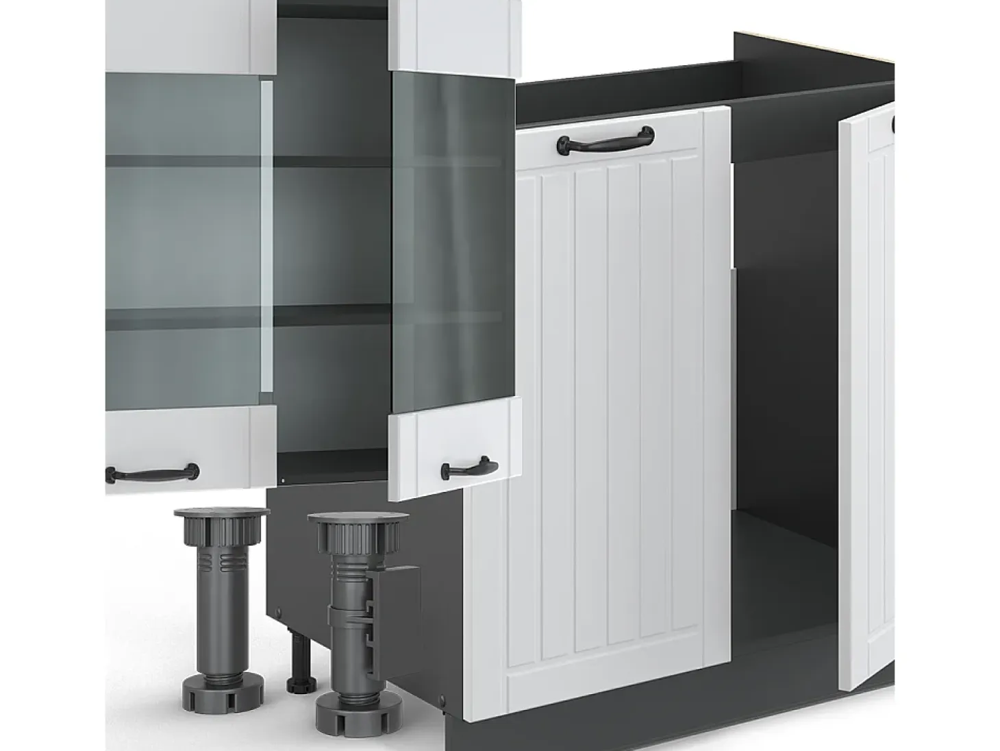 Mueble de cocina casa de campo blanca/antracita 300x60x81.6 fame-line
