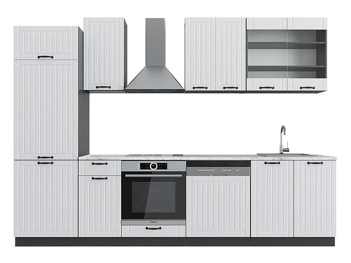 Mueble de cocina casa de campo blanca/antracita 300x60x81.6 fame-line