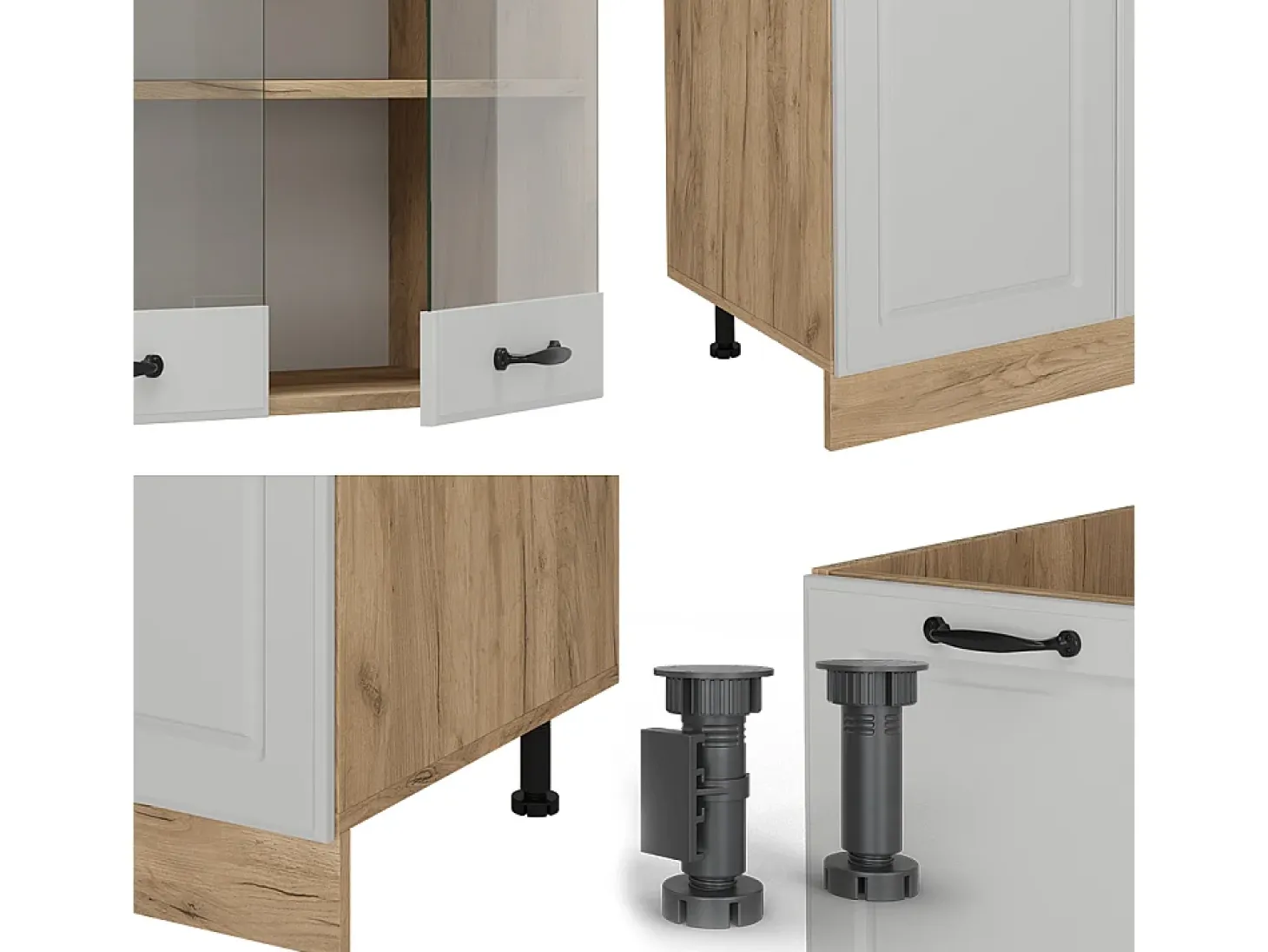 Mueble de cocina casa de campo blanca/roble dorado 300x60x81.6 r-line