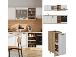 Mueble de cocina casa de campo blanca/roble dorado 240x46x81.6 r-line