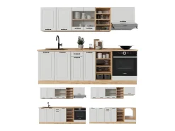 Mueble de cocina casa de campo blanca/roble dorado 240x46x81.6 r-line