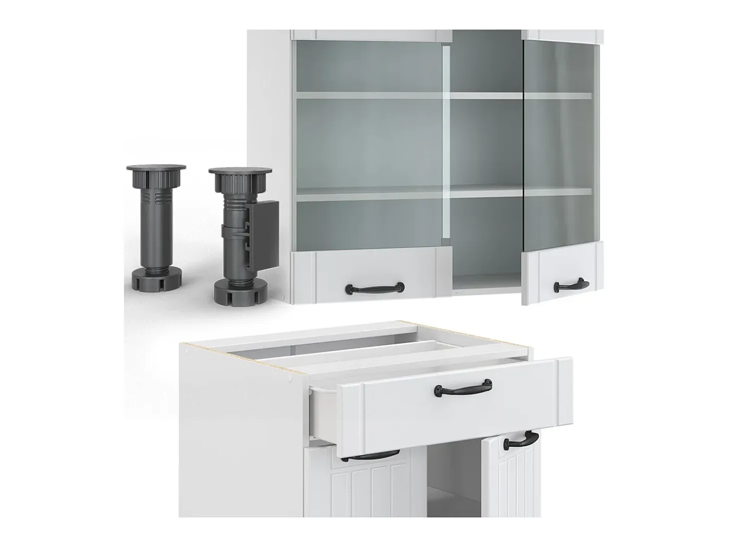 Mueble de cocina casa de campo blanca/blanca 200x60x81.6 fame-line