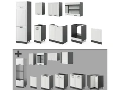 Mueble de cocina casa de campo blanca/antracita 300x46x81.6 r-line