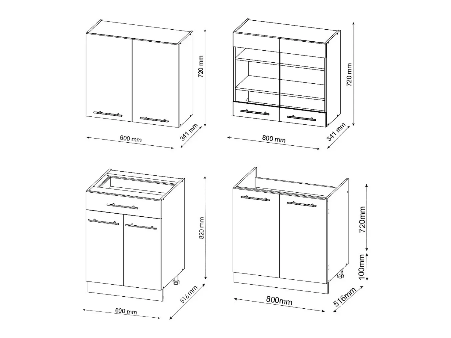 Mueble de cocina casa de campo blanca/antracita 200x60x81.6 fame-line