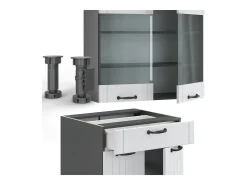 Mueble de cocina casa de campo blanca/antracita 200x60x81.6 fame-line