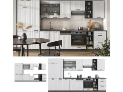 Mueble de cocina casa de campo blanca/antracita 355x46x81.6 fame-line