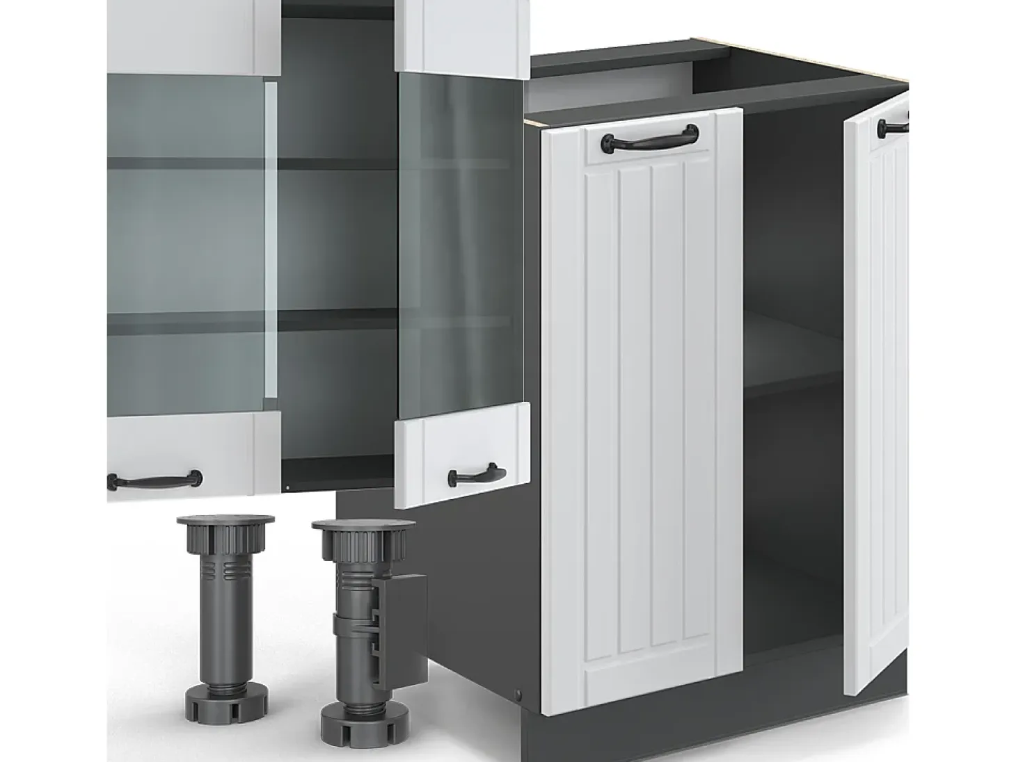 Mueble de cocina casa de campo blanca/antracita 300x60x81.6 fame-line