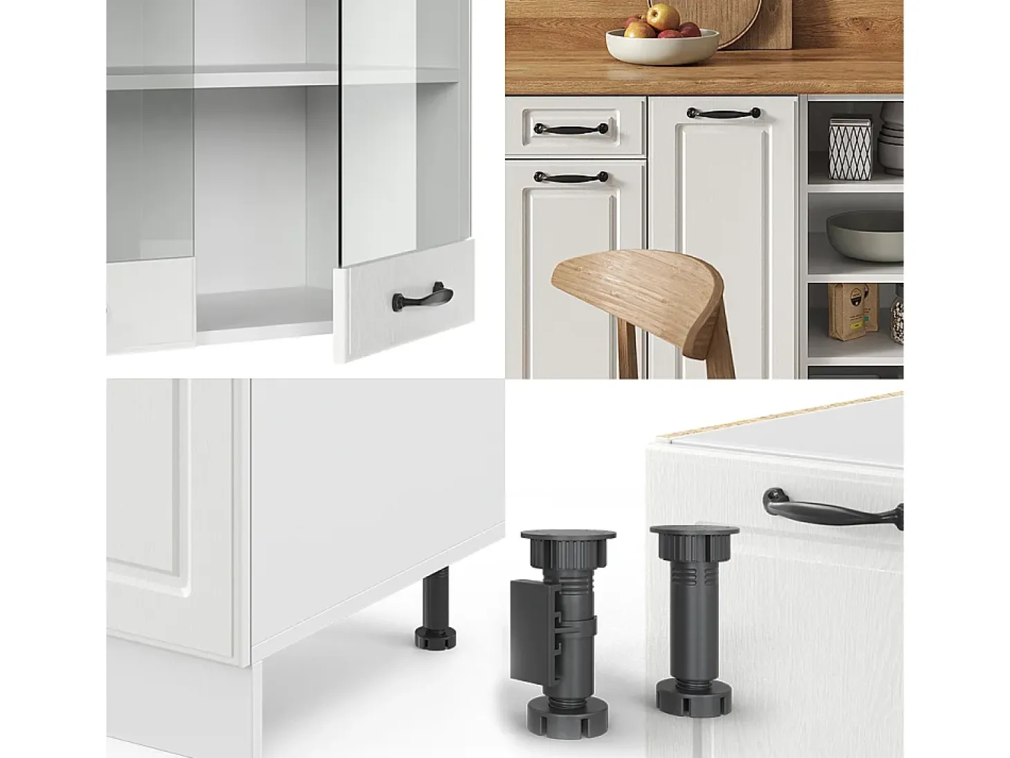 Mueble de cocina casa de campo blanca/blanca 240x60x81.6 r-line
