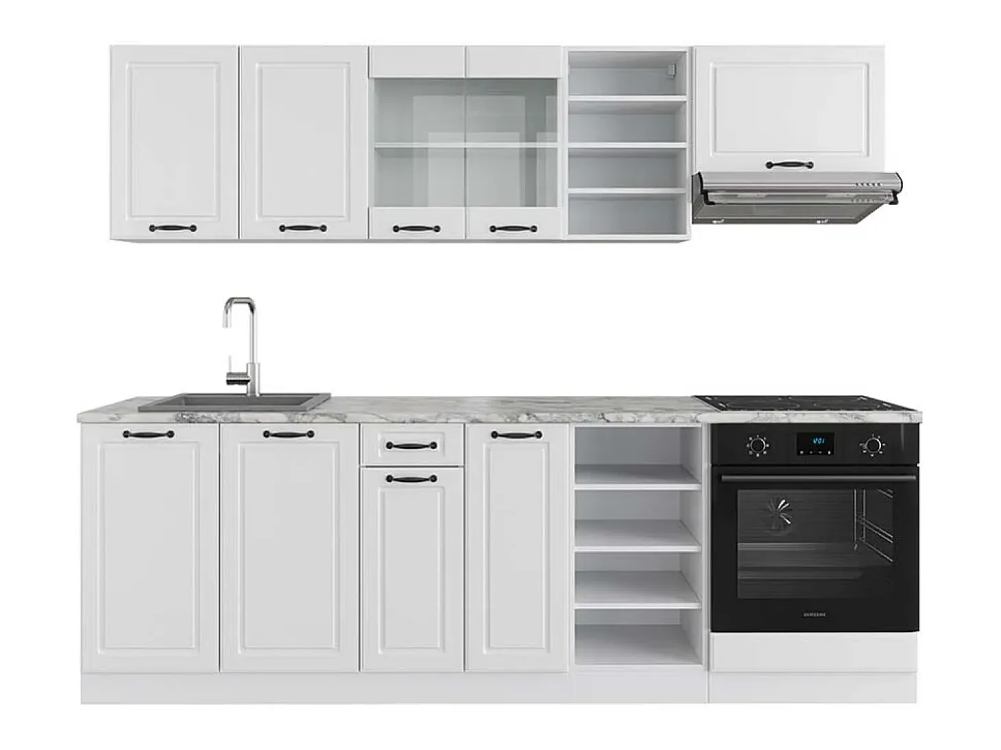 Mueble de cocina casa de campo blanca/blanca 240x60x81.6 r-line