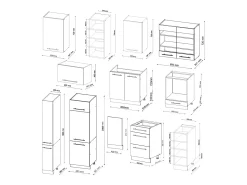 Mueble de cocina casa de campo blanca/antracita 355x60x81.6 fame-line