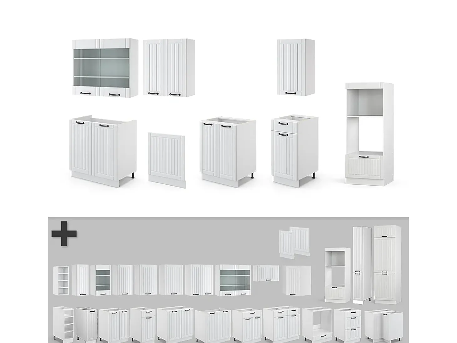 Mueble de cocina casa de campo blanca/blanca 300x60x81.6 fame-line