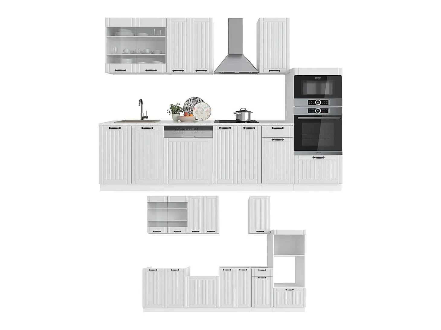 Mueble de cocina casa de campo blanca/blanca 300x60x81.6 fame-line