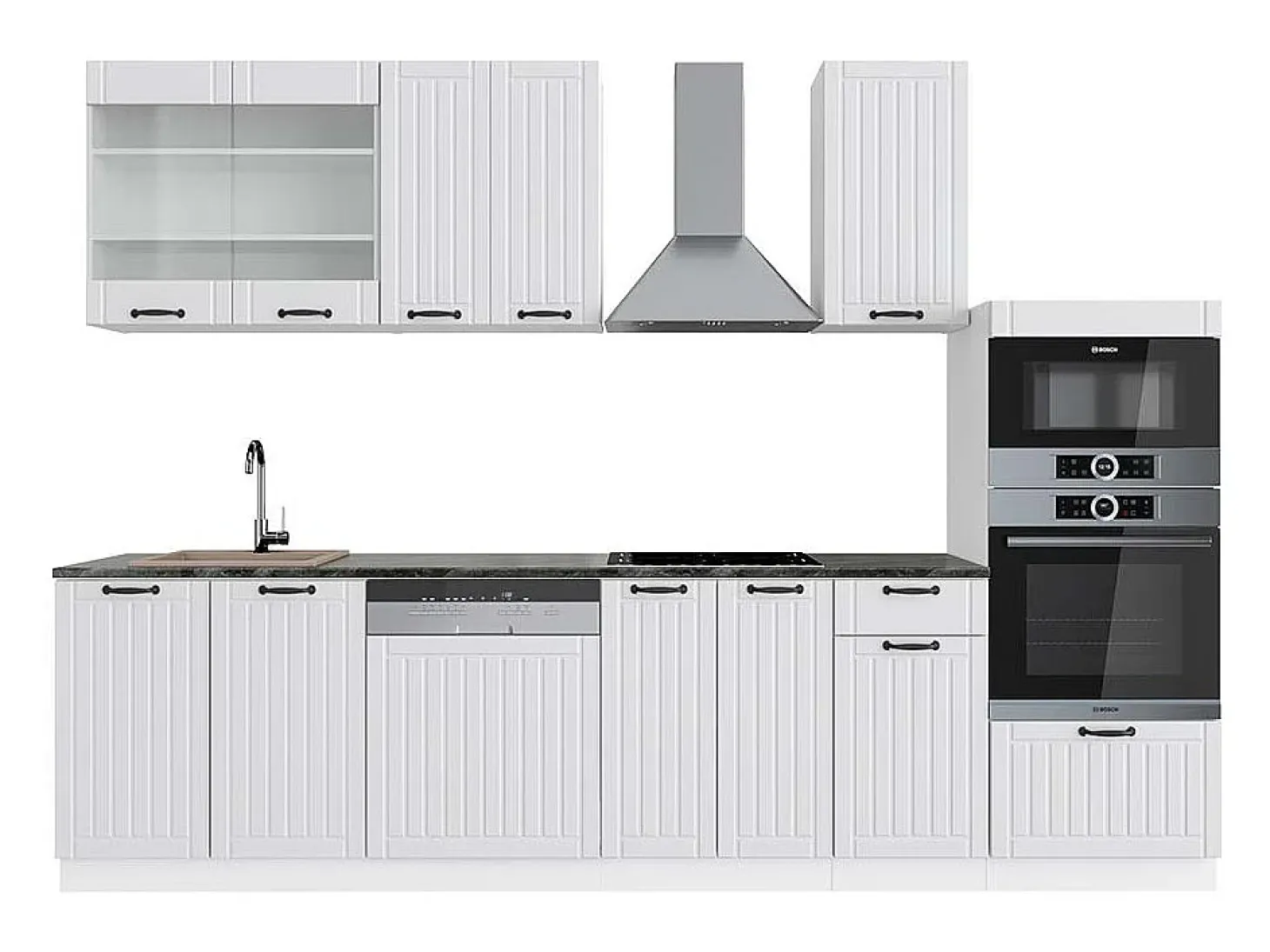 Mueble de cocina casa de campo blanca/blanca 300x60x81.6 fame-line