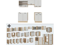 Mueble de cocina casa de campo blanca/roble dorado 200x60x81.6 r-line