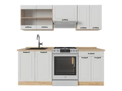 Mueble de cocina casa de campo blanca/roble dorado 200x60x81.6 r-line